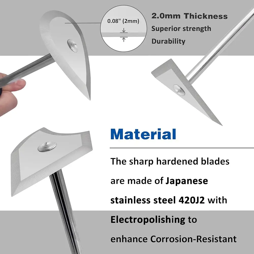 Tools 3Pc. Stainl Steel Shave Hook Scraper Set With Wooden Handle, 8-3/4"" Length, Made In Taiwan