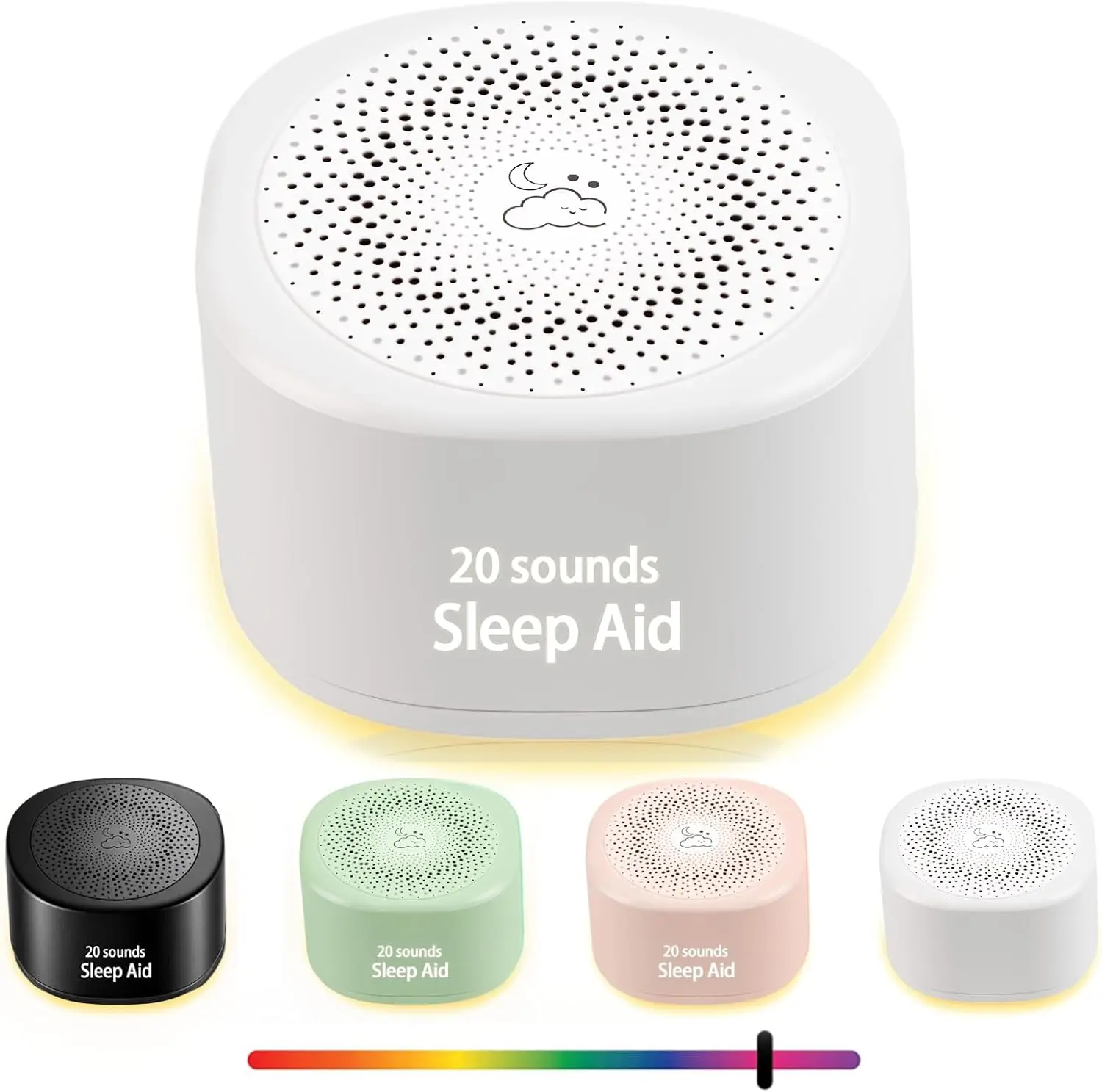

20 Soothing Sounds Portable White Noise Machine, Sleep Aid with Night Light & Timer, Rechargeable for Travel, Home, Baby