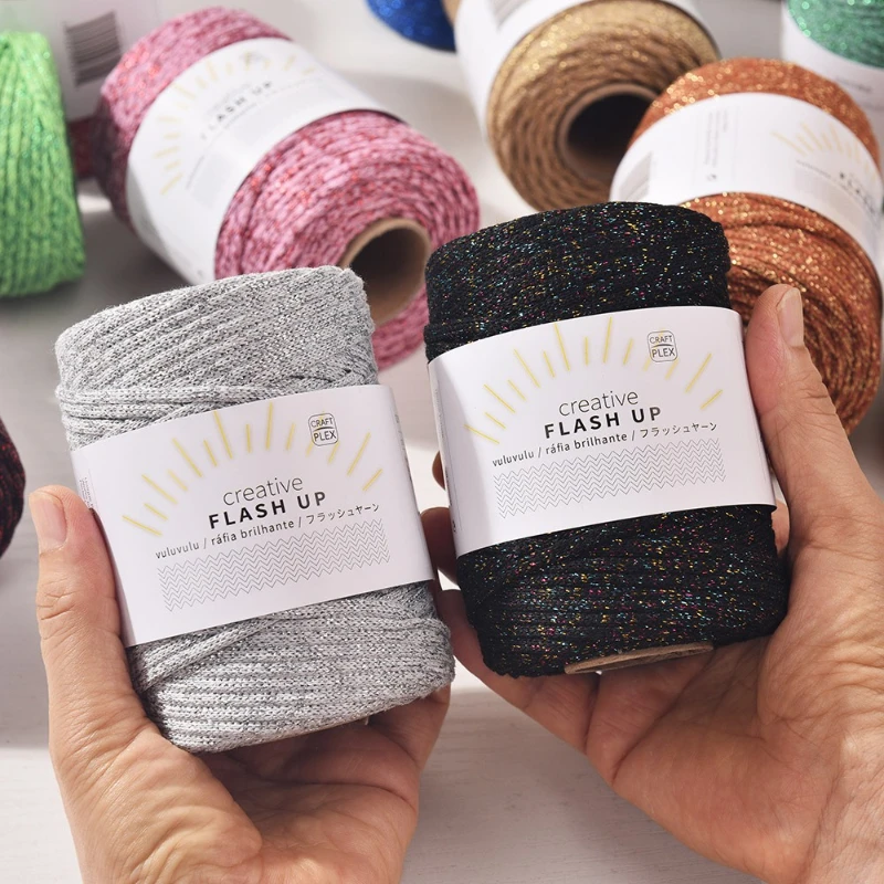 

60 Meters Gold Silk Cotton Thread DIY Handmade Crochet Bag Braided Rope Korean Popular Hand-woven Shiny Hollow Cotton Thread