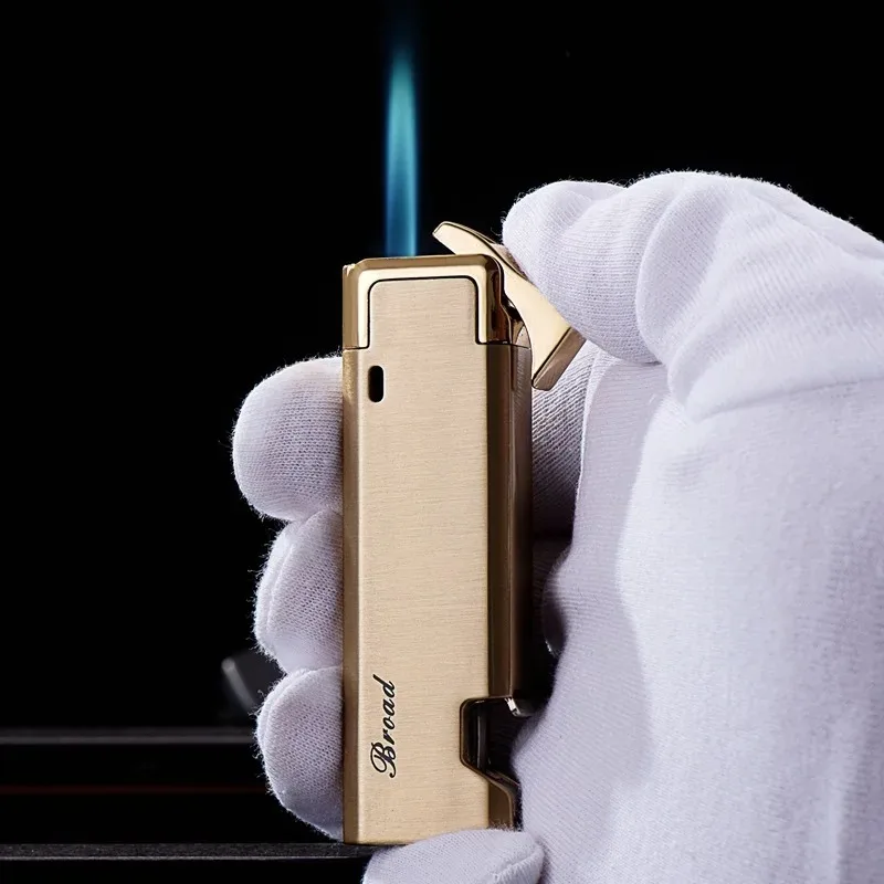 Multifunction Metal Jet Flame Lighter with Bottle Opener, Windproof Refillable Mini Torch for Business & Outdoor Pocket Carry