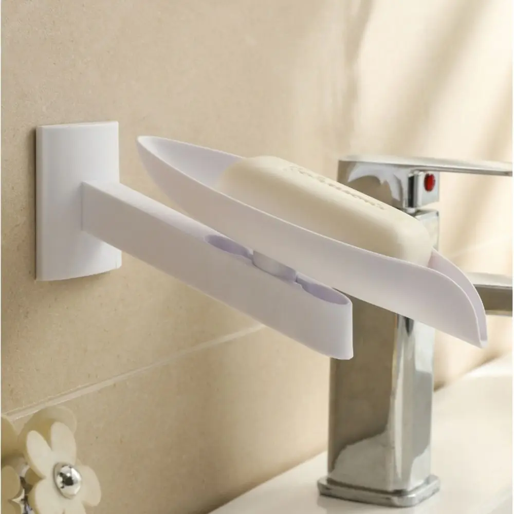 

Новая регулируемая подставка для слива мыла в форме листа, настенный держатель для мыла для ванной комнаты, аксессуары для ванной комнаты, вращающаяся на 360° коробка для мыла