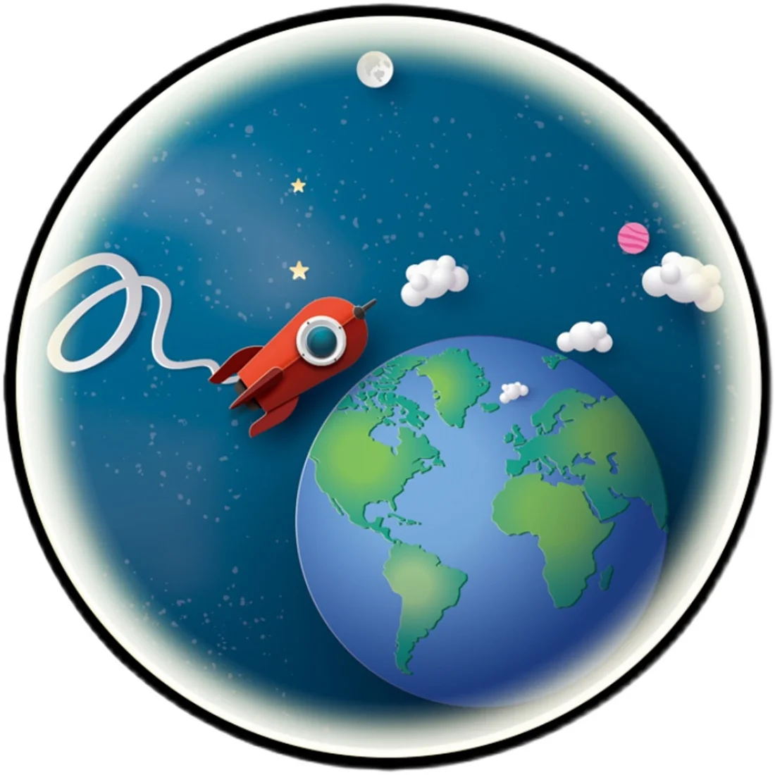 Cartoon Astronaut Rocket Mural Round Led Wall Lamp For Living Room Kids Study Nursery Home Deco Children Corridor Light Fixtures image 6