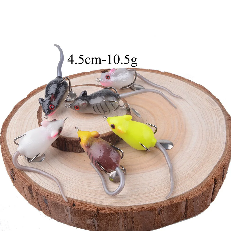 4.5cm10.5g Artificial Soft Mouse Frog Lure Floating Topwater Rat Bait With Spinner Blade Double Hooks Freshwater Fishing Lures