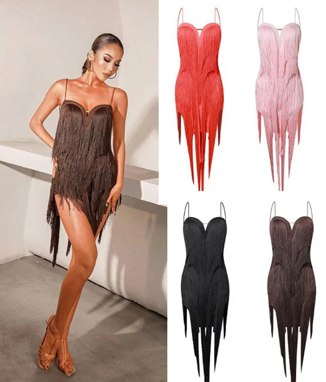 ZYM fringe pink brown black orange sexy fringe latin dress sexy latin competition  Salsa Cha Cha Samba Rumba dress 2205