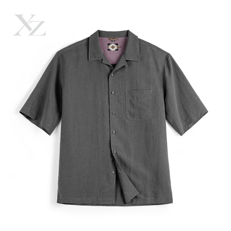 Opening Sale |Old Money Style Men's Linen-Blend Short Sleeve Shirt, Loose Fit Cuban Collar Casual Top, Breathable Summer Streetw