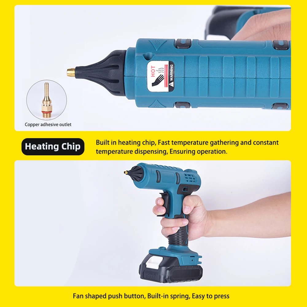 18V Hot Melting Glue Gun for Makita Household Wireless Electric Hot Melt Glue Gun for Dewalts with 2pcs Glue Sticks(No battery)