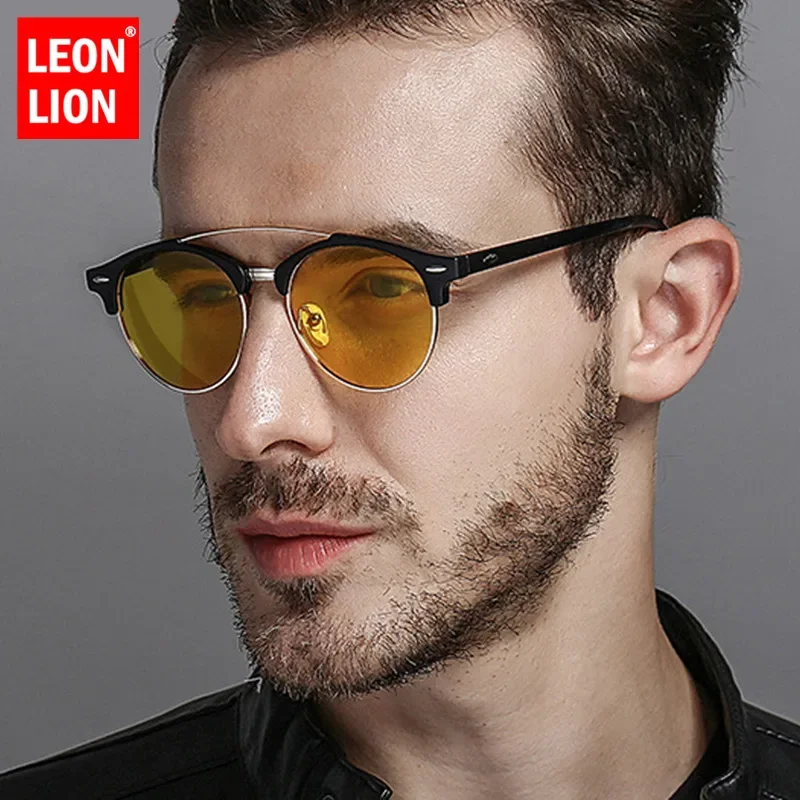 

LeonLion 2023 Vintage Round Sunglasses Men Polarized High Quality Retro Glasses Driving Mirror Lunette De Soleil Homme UV400