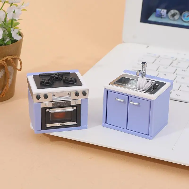 1 ensemble d'ustensiles de cuisine miniatures pour maison de poupée, modèle de cuisinière à gaz, accessoires de cuisine pour décoration de maison de poupée, jouets de jeu de Simulation