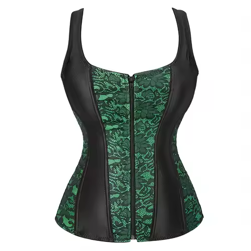 Women Corset with Straps Black Overbust Corset Plus Size Floral Jacquard Corset Zipper Top Gothic Steampunk Corset Bustier - Image 22