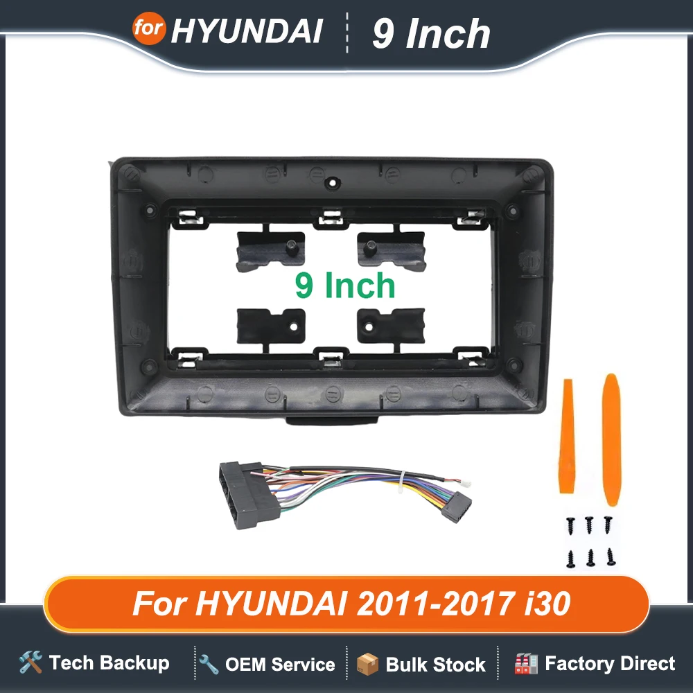 9INCH Car Radio frame For HYUNDAI 2011-2017 i30 Android Stereo audio screen multimedia video player navigation cables Harness