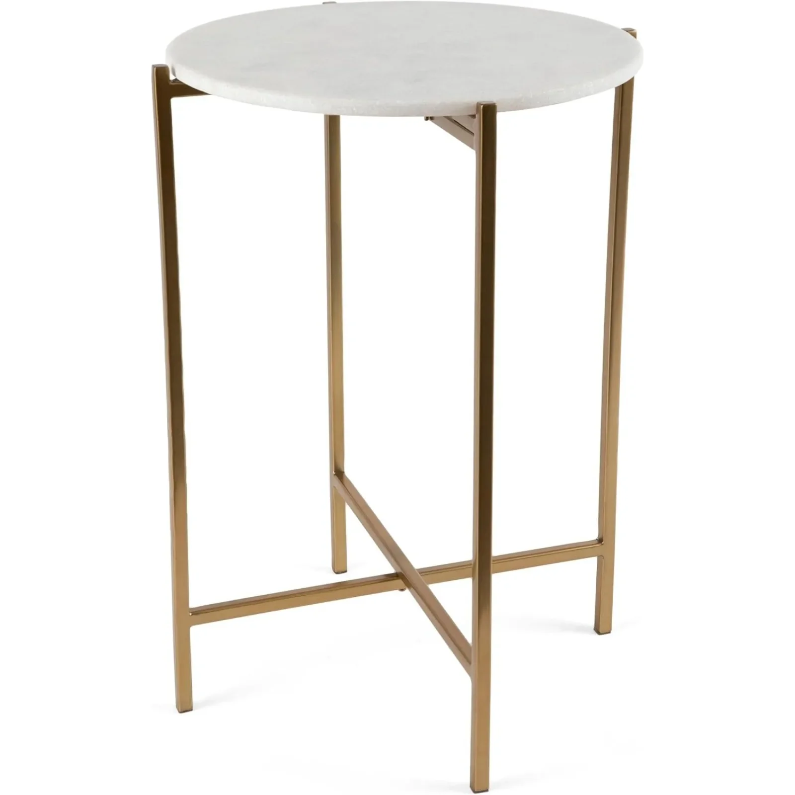 

US Marble Top with Foldable Legs Side Table - Modern Round End Table - Nightstand or Side Table for Bedroom, Living Room Office