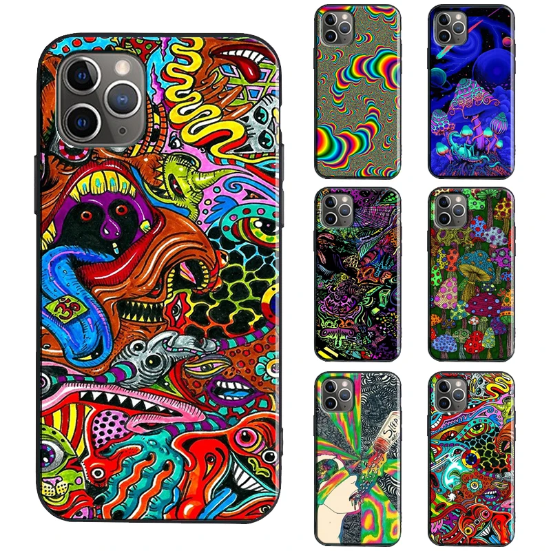 Psychedelic Trippy Case For iPhone 13 12 mini 11 14 15 16 Pro Max Plus X XR XS Max TPU Cover Coque