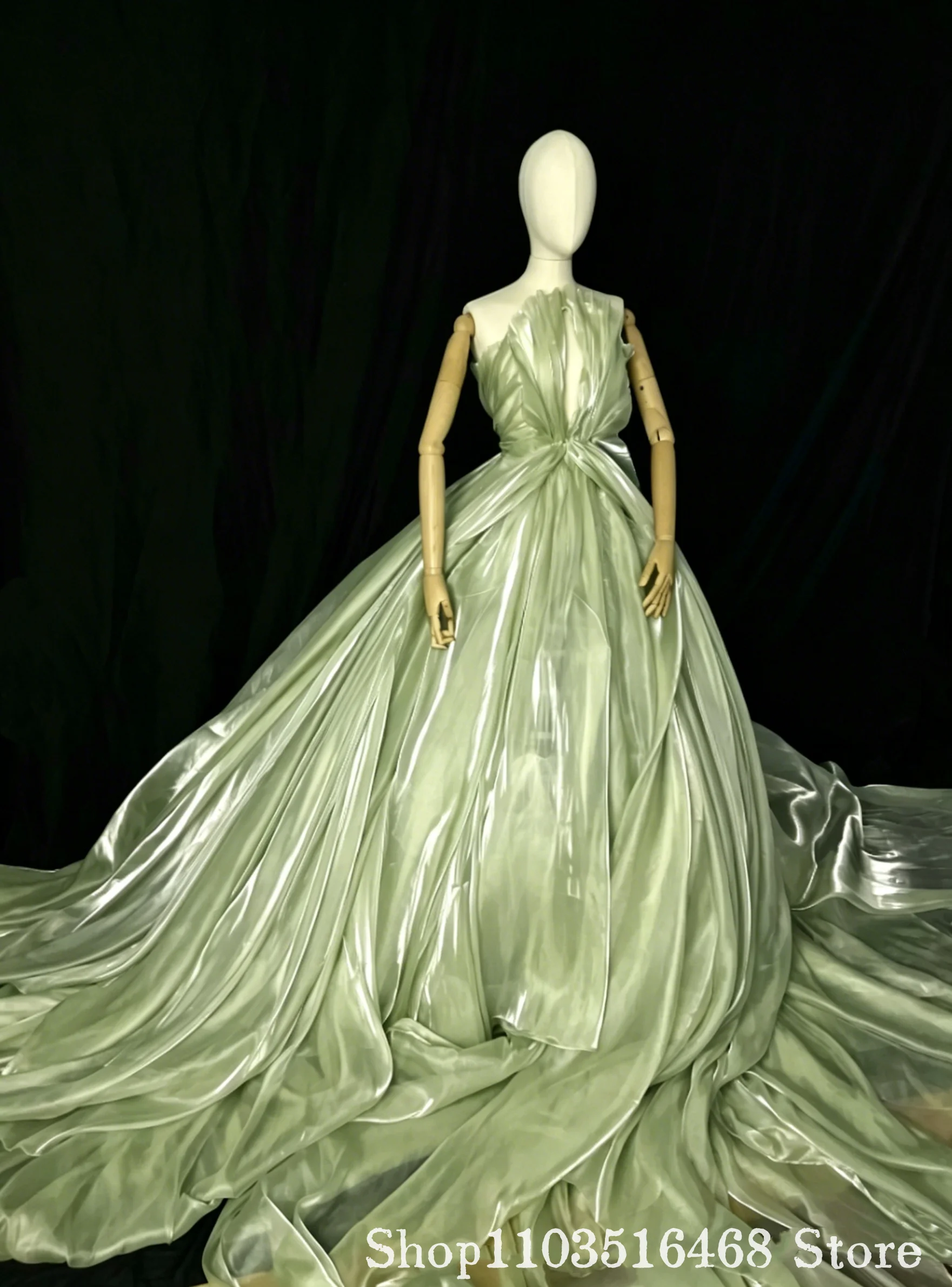 Embroidery Knit - Customized Sage Green Sleeveless Fairy Wedding