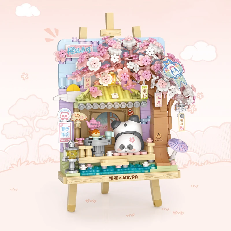 LOZ Four Seasons Scene Panda Stereo Model Assembled Ornaments