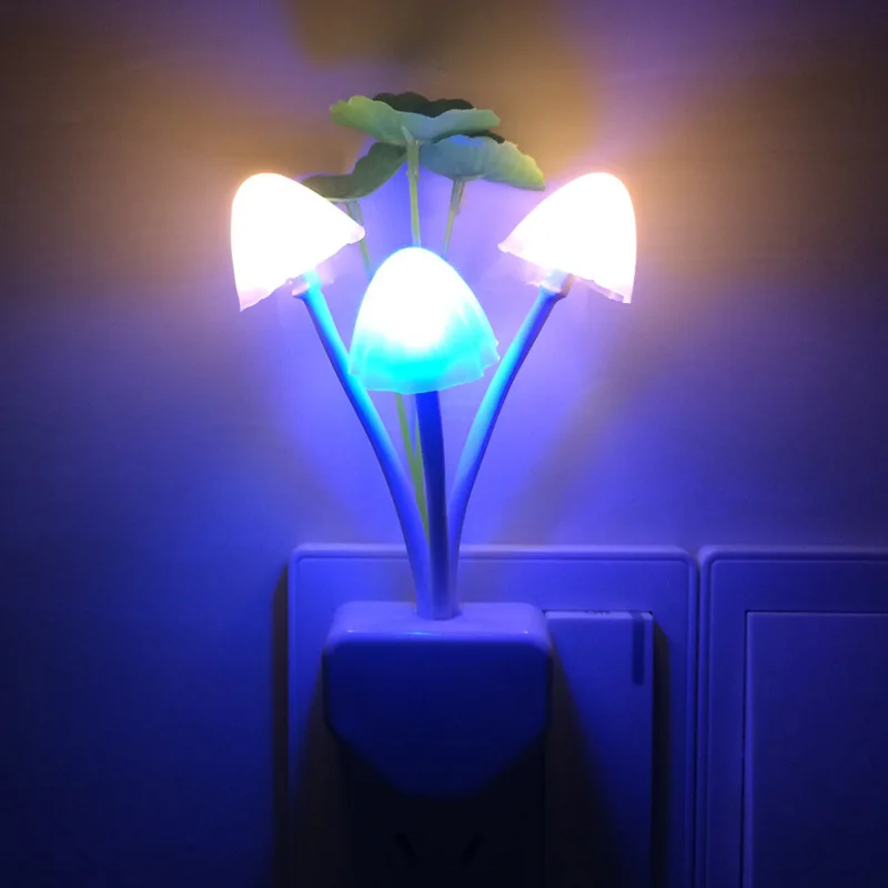 조명 제어 다채로운 야간 조명, 연꽃 잎 버섯 삼각형 LED, 창의적인 어린이 침실 야간등, 3D 조명