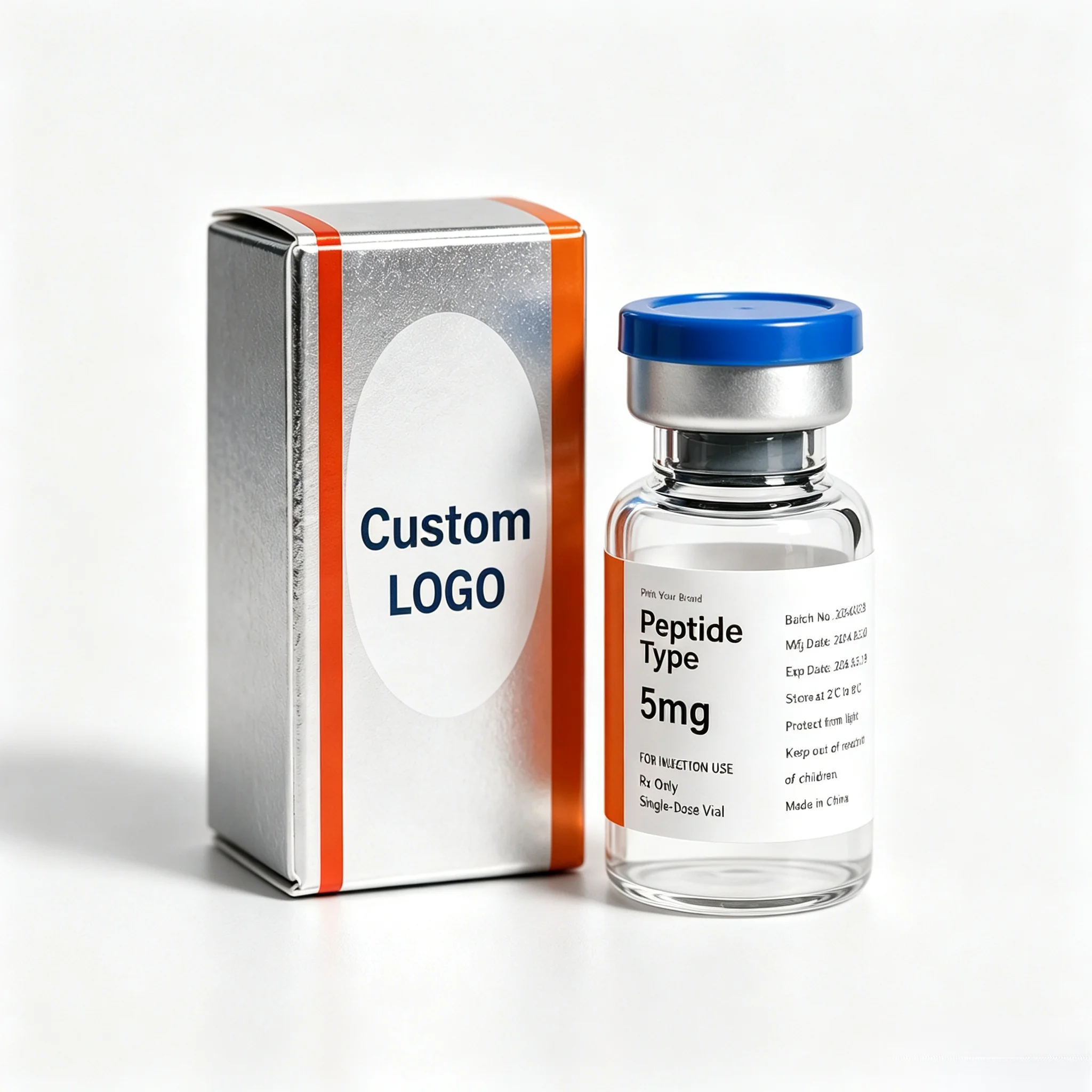 Custom Logo Printed Waterproof Hologram Foil Self Adhesive Vinyl Labels,Peptide Vial Stickers for 3ml & 10ml Vials