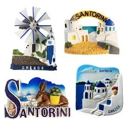 Greek Santorini Donkey Windmill Handmade Painted 3D Fridge Magnets Tourism Souvenirs Refrigerator Magnetic Stickers