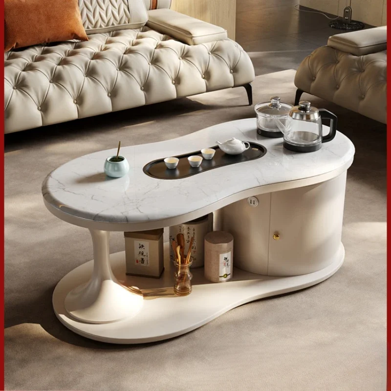 

Cloud Stone Plate Tea Table Tea Making Integrated Small Apartment Living Room Home Coffee Table TV Cabinet Combination