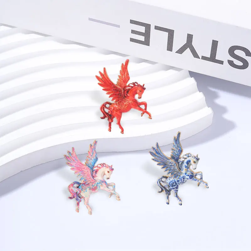 Pegasus Flying Horse Fantasy Badge Enamel Pin Mythical Winged Horse Collection Pastel Colorful Design Brooch Lapel Badge Jewelry