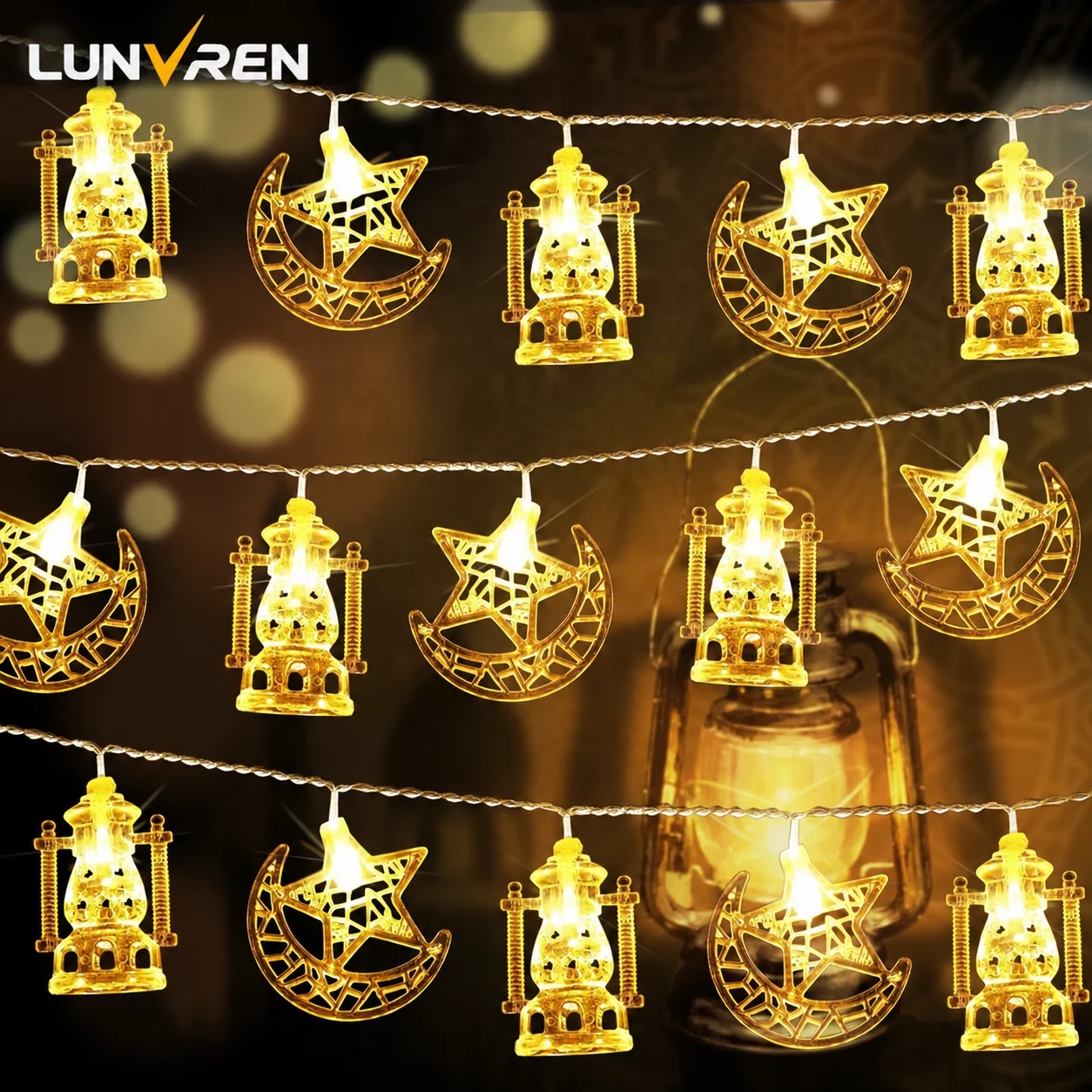 3M 20led Moon Star Led String Lights Eid Mubarak Decor Ramadan Decoraion for Ramada Kareem Muslim Islam Al Adha Home Decor