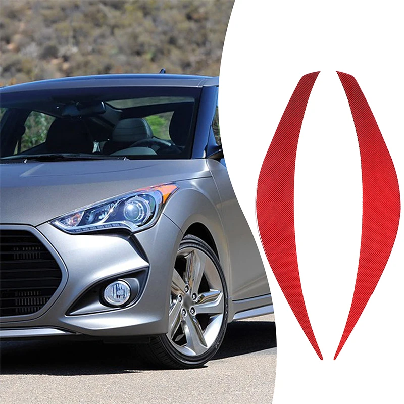 

2piece set soft carbon fiber For Hyundai Veloster 2011-2017 car headlight eyebrow decorative sticker Car protection accessorie