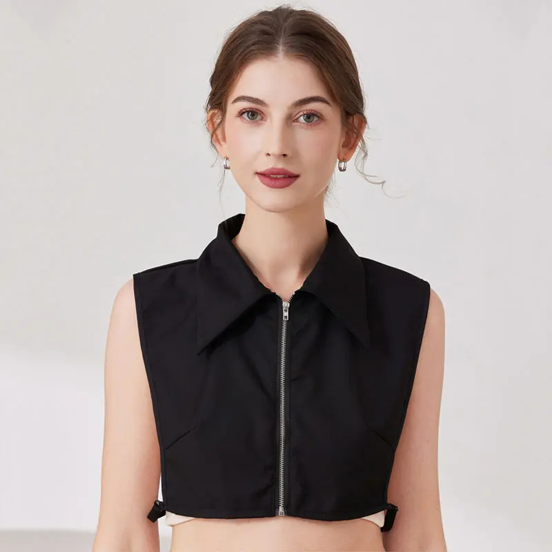 

Молния с искусственным воротником, съемный воротник, блузка с накладным воротником, полурубашка с воротником для милых девочек, повседневная декоративная шаль