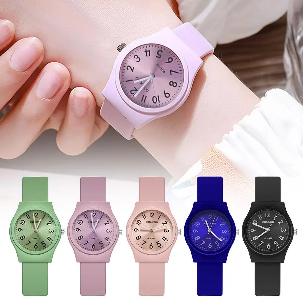 Student Multicolor Quartz Watch Fresh Candy Color Fashion Casual Rough Gem Leather Watch For Junior High School Student