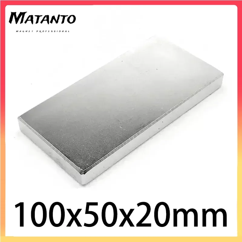 

1PC 100x50x10mm 100x50x20mm Big Block Strong Power Quadrate Neodymium Magnet N35 Permanent Magnetic Sheet Magnets Search Magnet