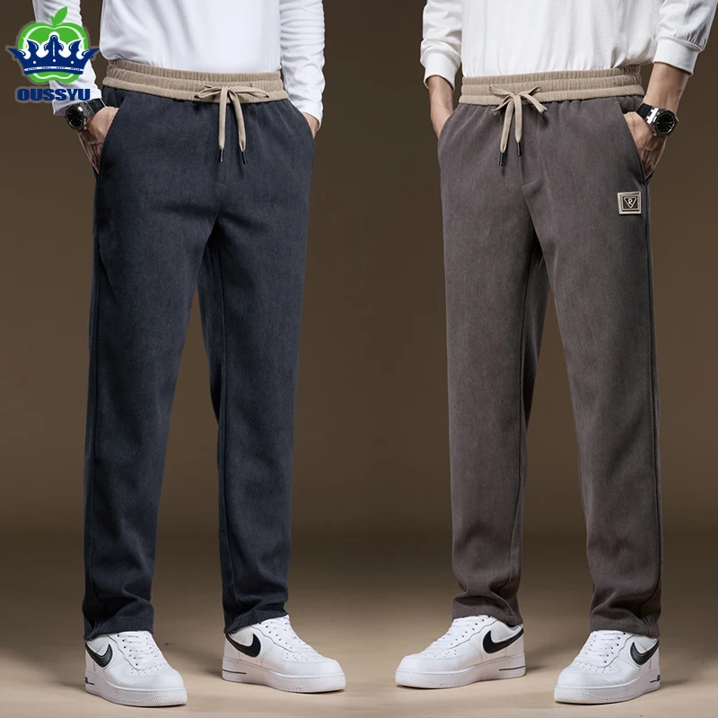 

Высококачественная брендовая одежда, осенне-зимние уютные вельветовые повседневные брюки, мужские брюки с эластичной резинкой на талии, толстые уличные спортивные брюки, мужские 4XL