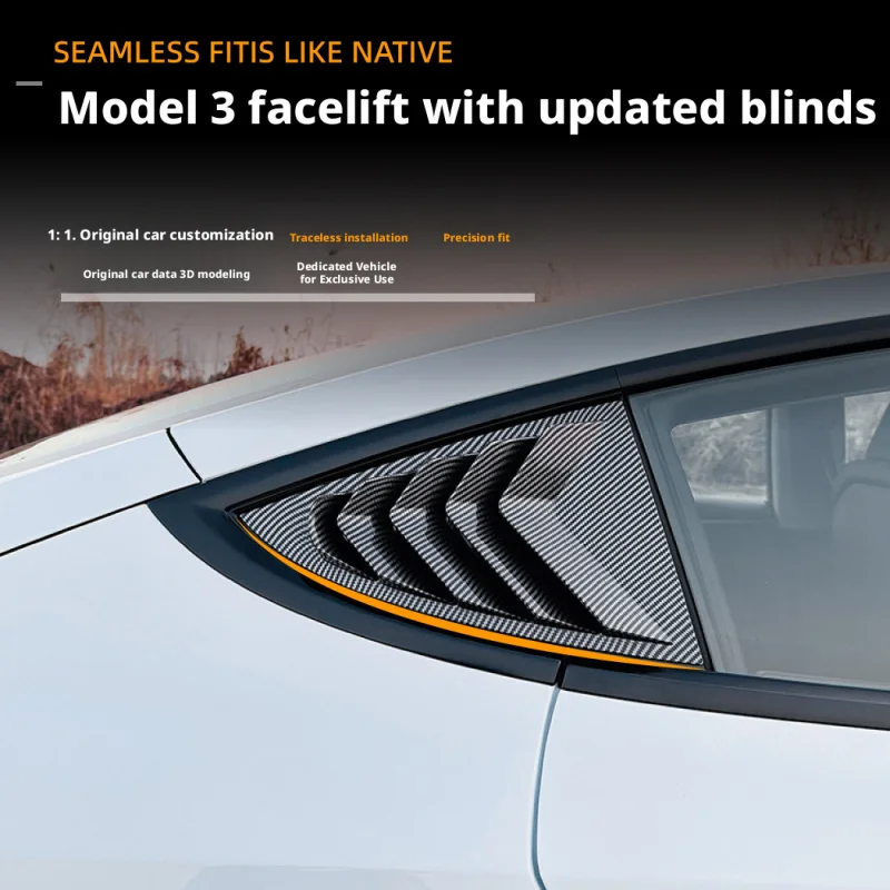 Suitable For Tesla Model 3 2024 Highland Juniper Rear Window Louvers Sunshade Decorative Exterior  Blinds Shades sticker