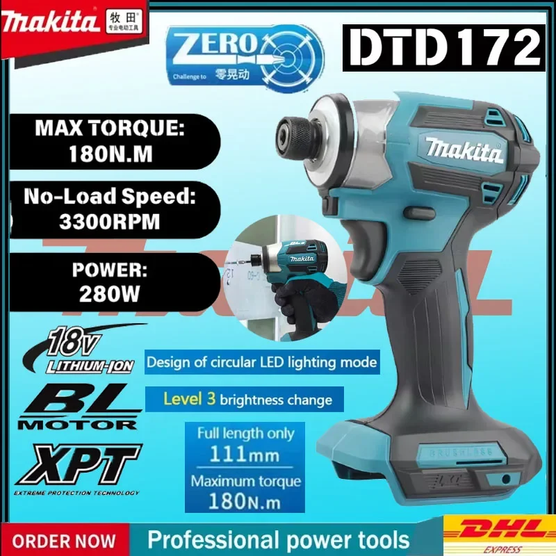 

Makita DTD173 Brushless Electric Screwdriver Auto Repair Impact Screwdriver Batch 220N.m Electric Driver Tools For Makita 18V