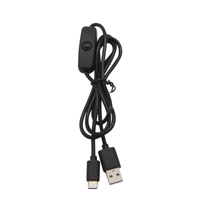 NEWEST 1m Universal USB Type C Charging Cable with ON/OFF Switch for Raspberry Pi 4 An-droid Mobile Phone