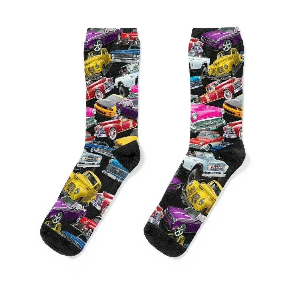 

Cool Retro Classic Cars 3D Socks snow Rugby gifts Run Socks Men's Women's