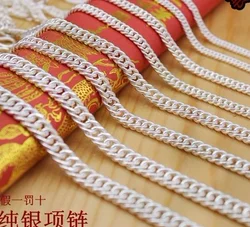 pure silsver 999 necklaces for men silver chian necklace real silver cuban chians necklaces 10g-100g