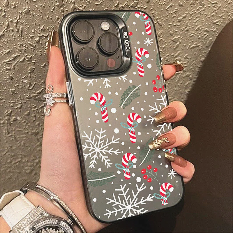 Snowflakes Christmas Electroplate Case For Xiaomi Redmi Note 13 12 11 Pro Plus 5G 12S 11S 11 10S Redmi 13 12C 13C 14C Hard Cover