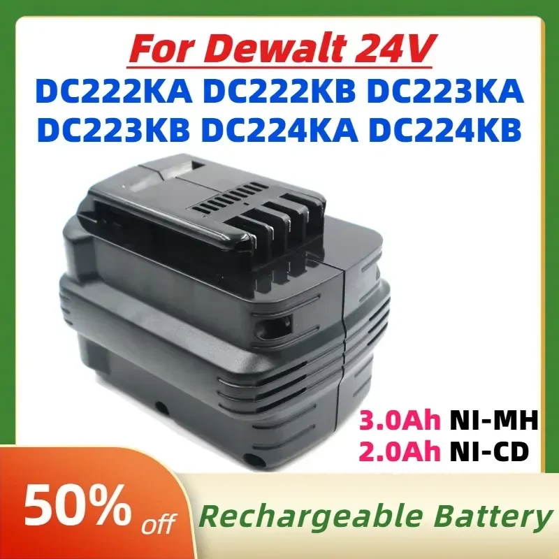 3.0Ah NI-MH 2.0Ah NI-CD Battery for Dewalt 24V DC222KA DC222KB DC223KA DC223KB DC224KA DC224KB Electric Drill Power Tool
