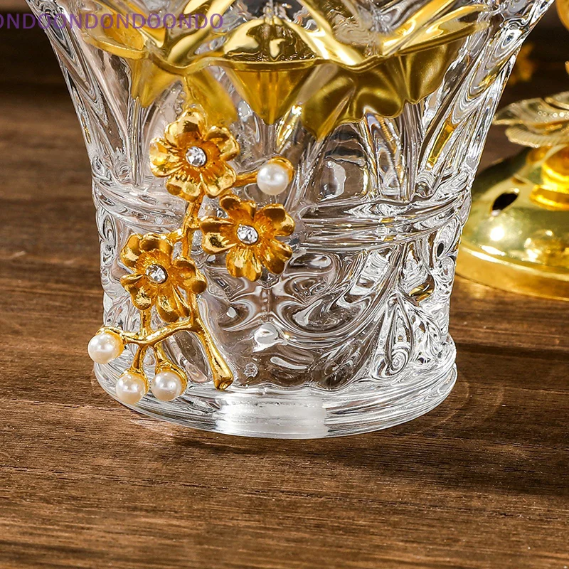 

Family Yoga Studio Home Decoration Ornaments Artificial Crystal Incense Burner With Cover Aromatherapy Diffuser Glass Crafts