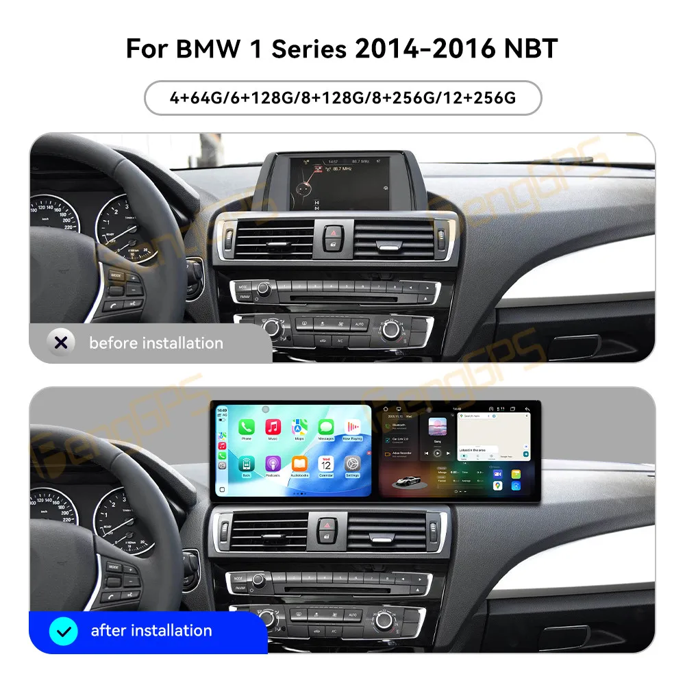 Dual Screen 9.1 Inch  Android 15 CarPlay Car Radio For BMW 1 Series 2014-2016 Touch NBT Screen Multimedia Player GPS Navigation