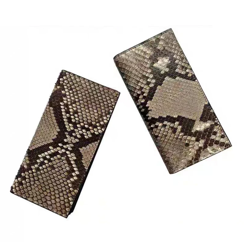 2026 New Fashion Python Skin Genuine Leather Women Men Long Wallets Real Leather Luxury Brand Clutch Girl Boy Gift Cash Purse