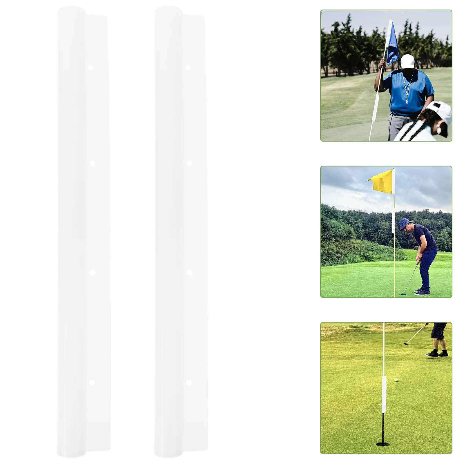 2 PCS Golf Flag Tube Plastic Tubes for Golfing Flags White Poles Fixed Inserted