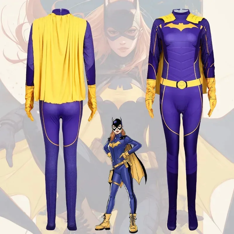 New Gotham Knights Nightwing 3D Jumpsuit Women Men Bat Batgirl Cosplay Halloween Costume Cape fy1;