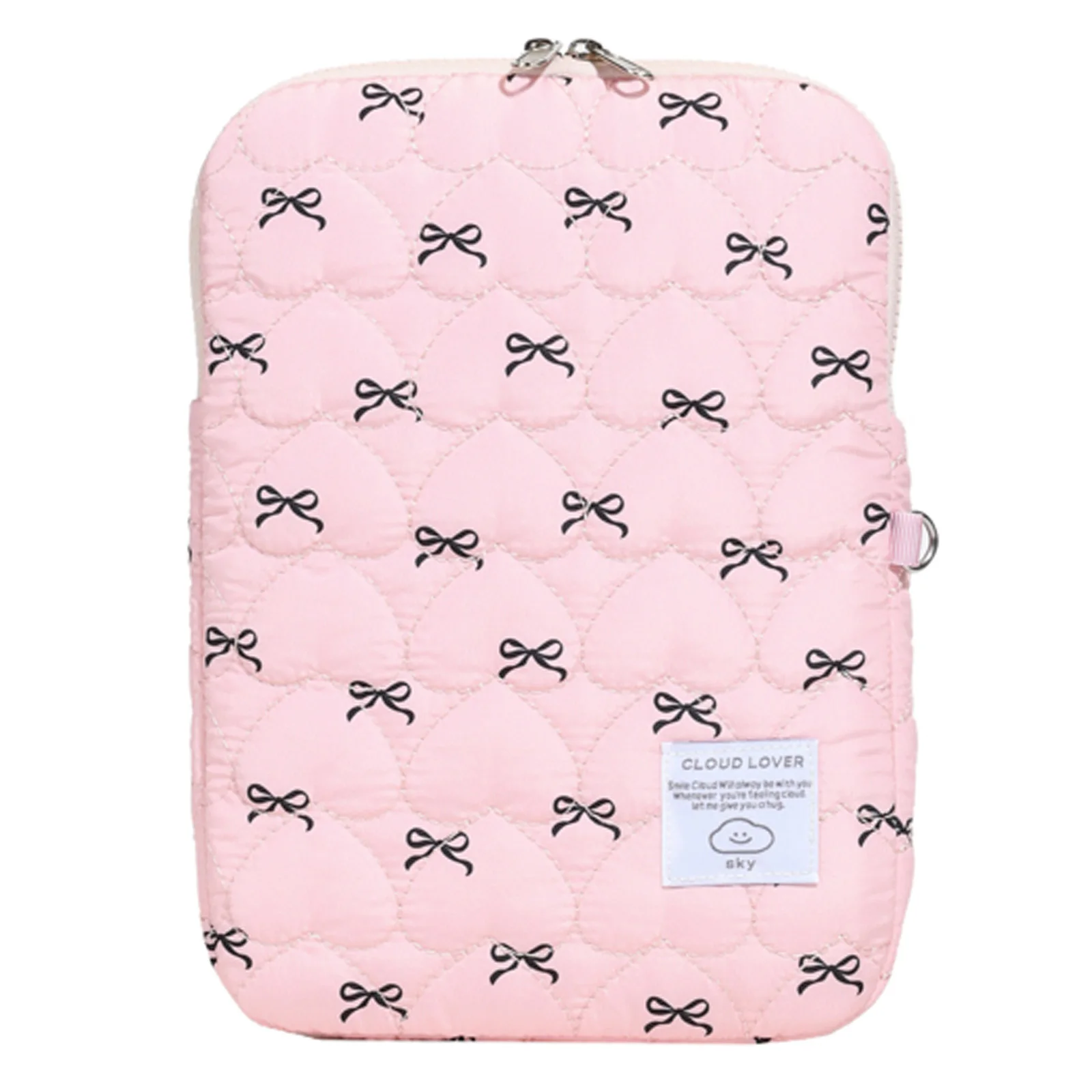 

Bowknot Soft Pad Tablet Bag Shockproof Puffy Protective Case Cute Quilted Laptop Sleeve Commute Work Study Bag