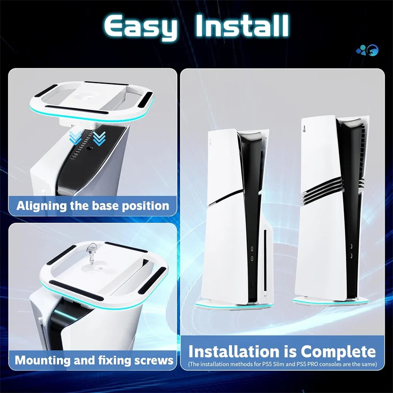 PS5/PS5slim PS5 PRO Digital DISC Drive Game Console Dock PS5slim Console With RGB Flash Light Holder