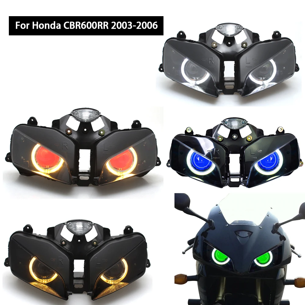 

For Honda CBR1000RR 2003-2006 Motorcycle Accessories Headlight Custom Angel Eyes LED Headlamp HID Projector Headlight Assembly