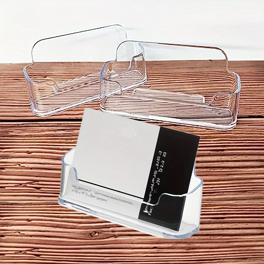 2pcs Single Compartment Business Card Holder - Durable desktop organizer for office and front desk essentials