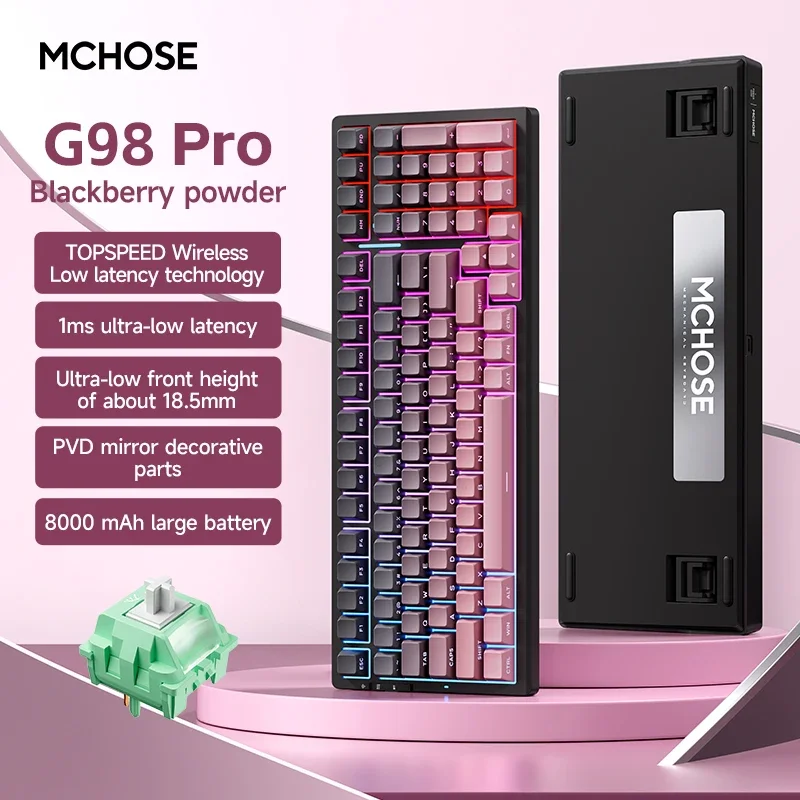 

MCHOSE G98/G98 PRO Tri-Mode RGB Wireless Gaming Mechanical Keyboard Bluetooth Hot-Swap Gasket Mount Low Latency Large Battery