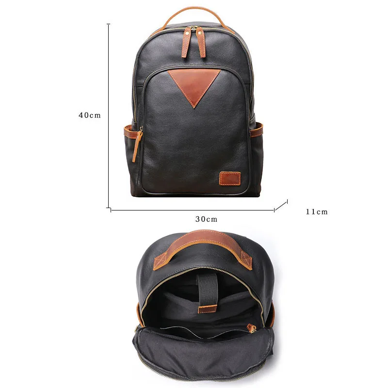 Высокое качество, модный рюкзак из натуральной кожи, мужской рюкзак, студенческая школьная сумка, рюкзак, повседневный мужской рюкзак, большой рюкзак, черный
