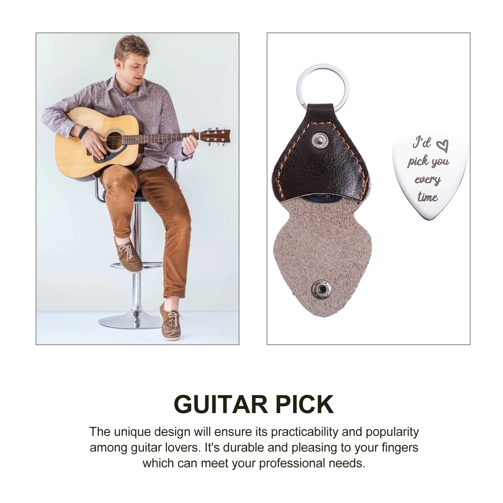 

1 set 1 Set Stainless Steel Guitar Picks Anti-Rust Durable Thumb Pick For Bass Ukulele With Free Holder Valentine'S Day Gift