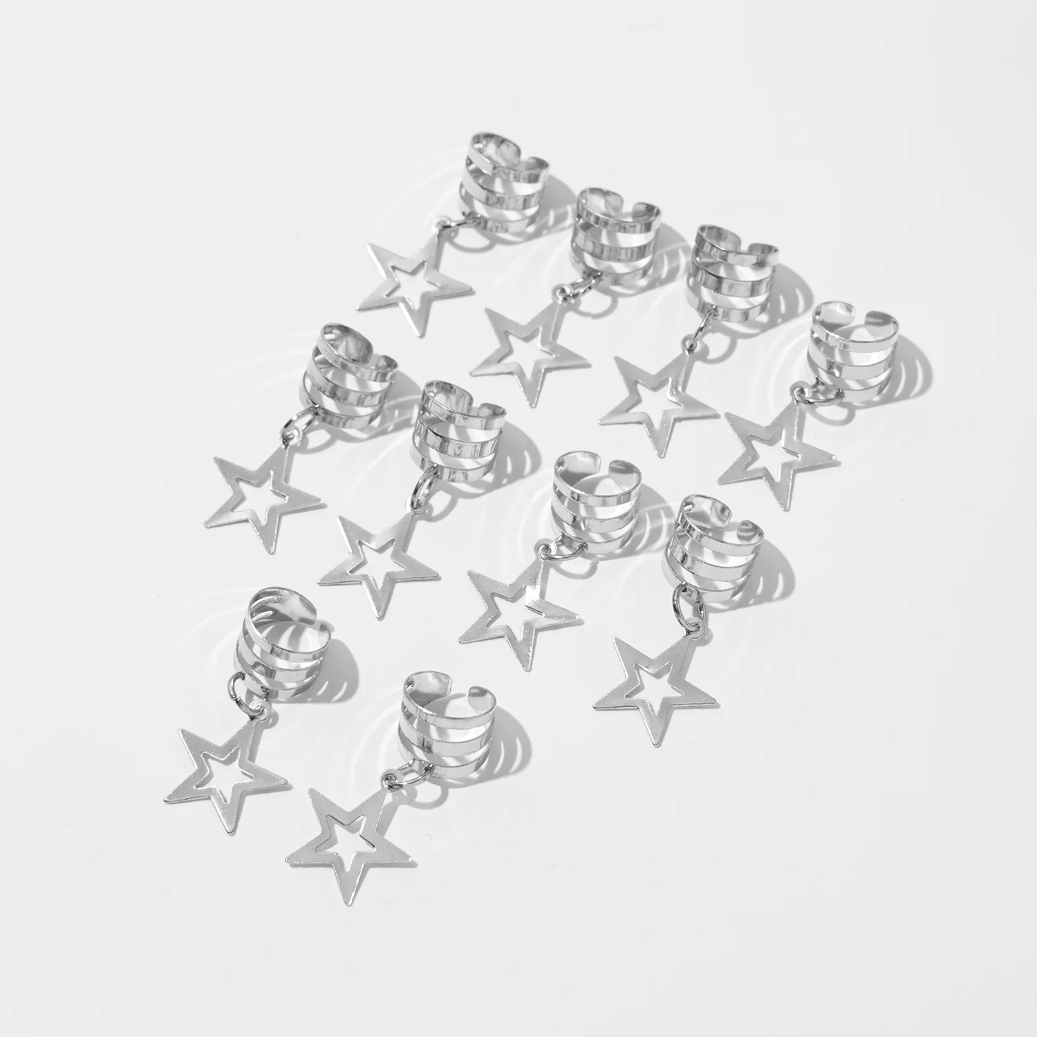 10pcs Hollow Out Star Dreadlocks Beads Hair Braid Rings Clips Dread Locks Hair Braiding Cuffs Decoration/Accessories