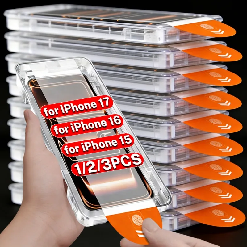 

Easy Installation Dust Free Screen Protector for iPhone 17 Pro Max/17 Pro/17Air 16Pro 15Plus Tempered Glass Anti-scratch Films